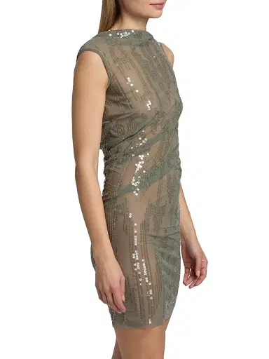 Rick Owens Lilies Women's Sheer Sequined Minidress - Jade Transparent - Size 6 | Thumbnail 4