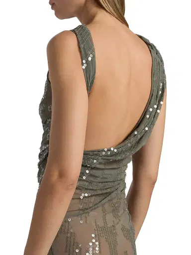 Rick Owens Lilies Women's Sheer Sequined Minidress - Jade Transparent - Size 6 | Thumbnail 6