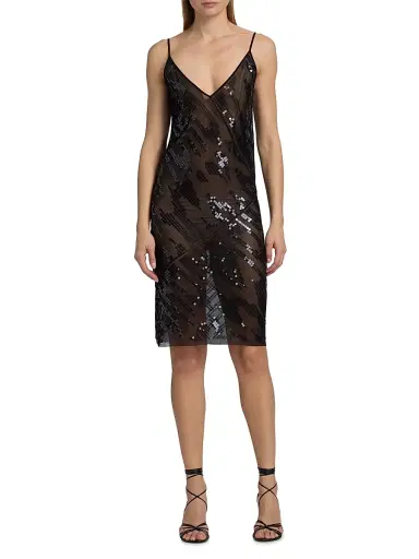 Rick Owens Lilies Women's Sheer Sequined Slip Dress - Black Transparent Black - Size 6 | Thumbnail 2 Rick Owens Lilies Women's Sheer Sequined Slip Dress - Black Transparent Black - Size 6 | Thumbnail 2
