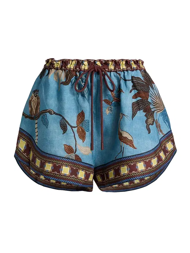 Women's Georgie Printed Linen Relaxed-Fit Shorts