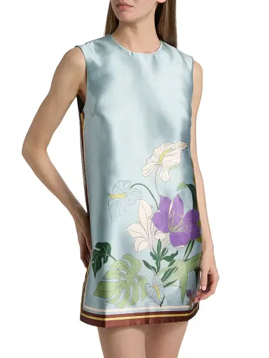 ALÉMAIS Women's Alfie Floral Satin Minidress - Ice Blue - Size 2 | Thumbnail 3 ALÉMAIS Women's Alfie Floral Satin Minidress - Ice Blue - Size 2 | Thumbnail 3