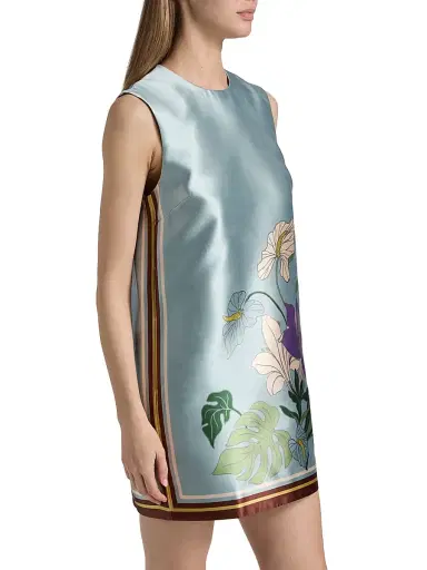 ALÉMAIS Women's Alfie Floral Satin Minidress - Ice Blue - Size 2 | Thumbnail 4 ALÉMAIS Women's Alfie Floral Satin Minidress - Ice Blue - Size 2 | Thumbnail 4
