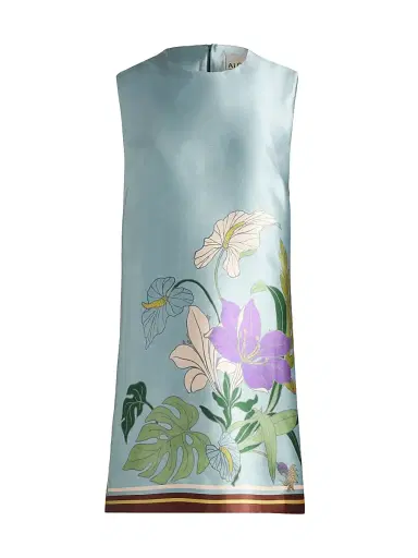 ALÉMAIS Women's Alfie Floral Satin Minidress - Ice Blue - Size 2 | Thumbnail 1 ALÉMAIS Women's Alfie Floral Satin Minidress - Ice Blue - Size 2 | Thumbnail 1