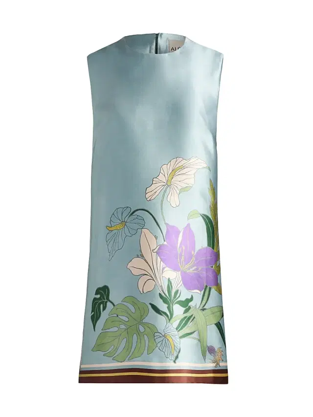 ALÉMAIS Women's Alfie Floral Satin Minidress - Ice Blue