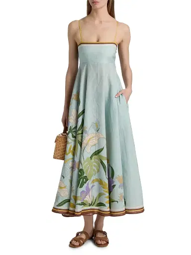 ALÉMAIS Women's Alfie Linen Midi-Sundress - Ice Blue - Size 0 | Thumbnail 2 ALÉMAIS Women's Alfie Linen Midi-Sundress - Ice Blue - Size 0 | Thumbnail 2