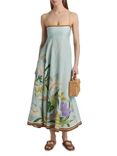 ALÉMAIS Women's Alfie Linen Midi-Sundress - Ice Blue - Size 0 | Thumbnail 3 ALÉMAIS Women's Alfie Linen Midi-Sundress - Ice Blue - Size 0 | Thumbnail 3
