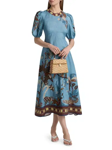 ALÉMAIS Women's Georgie Empire-Waist Linen Midi-Dress | Thumbnail 2 ALÉMAIS Women's Georgie Empire-Waist Linen Midi-Dress | Thumbnail 2