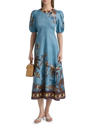 ALÉMAIS Women's Georgie Empire-Waist Linen Midi-Dress | Thumbnail 3 ALÉMAIS Women's Georgie Empire-Waist Linen Midi-Dress | Thumbnail 3