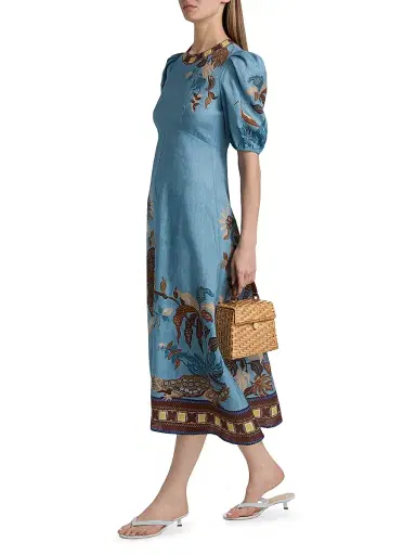 ALÉMAIS Women's Georgie Empire-Waist Linen Midi-Dress | Thumbnail 4 ALÉMAIS Women's Georgie Empire-Waist Linen Midi-Dress | Thumbnail 4