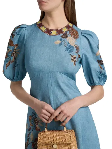 ALÉMAIS Women's Georgie Empire-Waist Linen Midi-Dress | Thumbnail 6 ALÉMAIS Women's Georgie Empire-Waist Linen Midi-Dress | Thumbnail 6