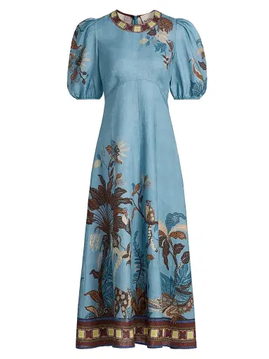 ALÉMAIS Women's Georgie Empire-Waist Linen Midi-Dress | Thumbnail 1 ALÉMAIS Women's Georgie Empire-Waist Linen Midi-Dress | Thumbnail 1