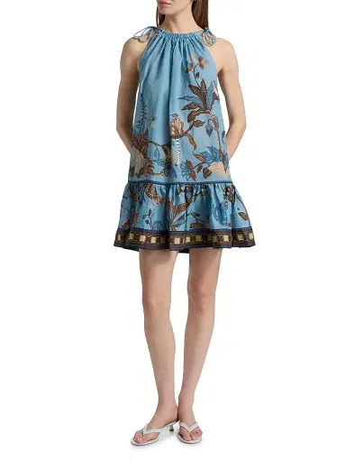 ALÉMAIS Women's Georgie Printed Drop-Waist Minidress | Thumbnail 2