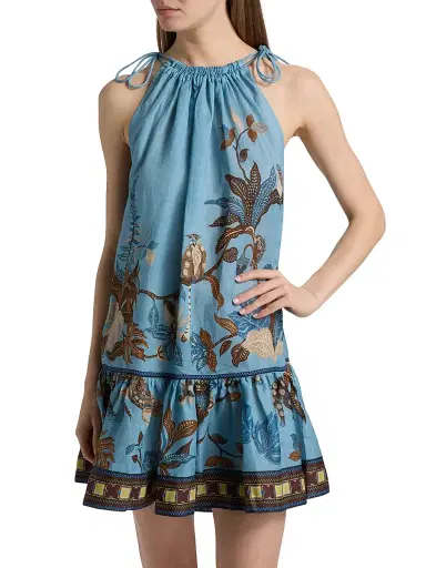 ALÉMAIS Women's Georgie Printed Drop-Waist Minidress | Thumbnail 3