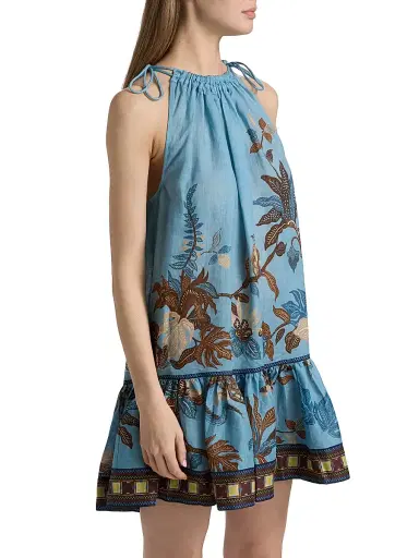 ALÉMAIS Women's Georgie Printed Drop-Waist Minidress | Thumbnail 4