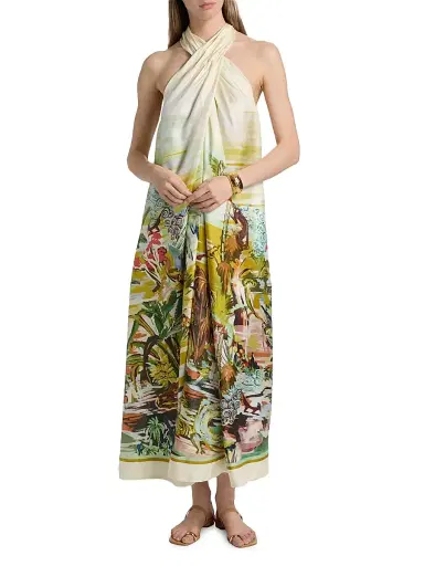ALÉMAIS Women's Jungle Boogie Silk Halterneck Dress | Thumbnail 3 ALÉMAIS Women's Jungle Boogie Silk Halterneck Dress | Thumbnail 3