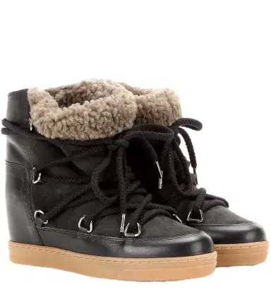 Isabel Marant Nowles shearling-trimmed leather ankle boots | Thumbnail 1 Isabel Marant Nowles shearling-trimmed leather ankle boots | Thumbnail 1