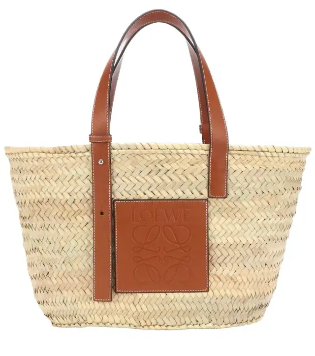 Medium leather-trimmed basket tote