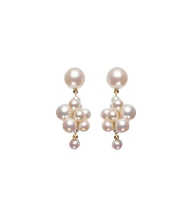 Sophie Bille Brahe Botticelli 14kt gold earrings with pearls