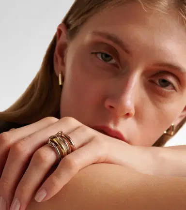 Spinelli Kilcollin Cici Rose 18kt gold and sterling silver linked rings | Thumbnail 2