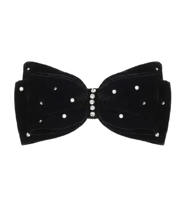 Embellished velvet bow barrette