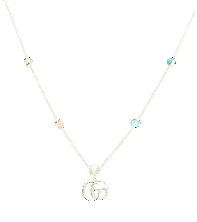 Double G mother-of-pearl and topaz-embellished sterling silver necklace