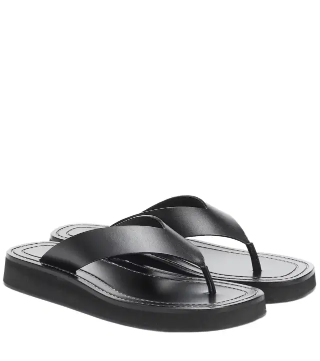 The Row Ginza leather platform slides