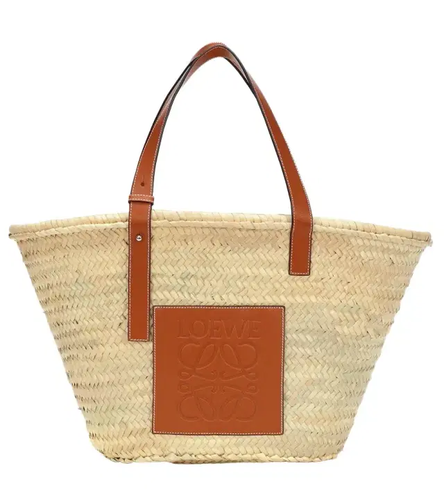 Large leather-trimmed basket tote