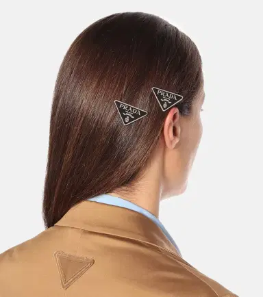 Prada Set of 2 logo hair clips | Thumbnail 4