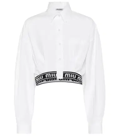 Miu Miu Logo cropped cotton shirt | Thumbnail 1