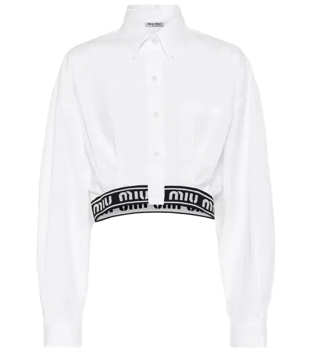 Logo cropped cotton shirt