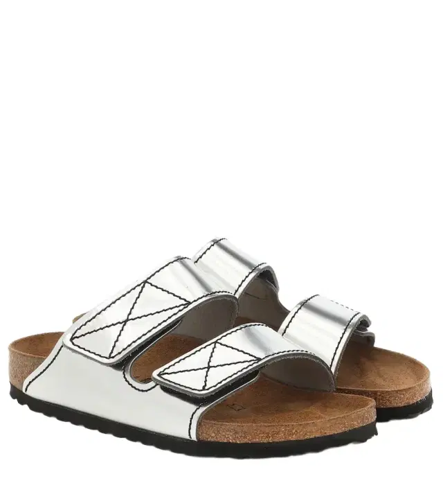 x Birkenstock metallic leather slides