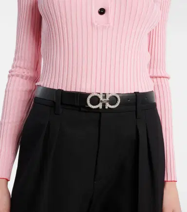 Ferragamo Gancini embellished leather belt | Thumbnail 3