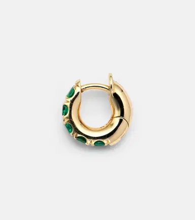 Spinelli Kilcollin Mini Macro Hoop 18kt gold and emerald single earring | Thumbnail 2 Spinelli Kilcollin Mini Macro Hoop 18kt gold and emerald single earring | Thumbnail 2