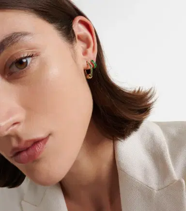 Spinelli Kilcollin Mini Macro Hoop 18kt gold and emerald single earring | Thumbnail 3 Spinelli Kilcollin Mini Macro Hoop 18kt gold and emerald single earring | Thumbnail 3