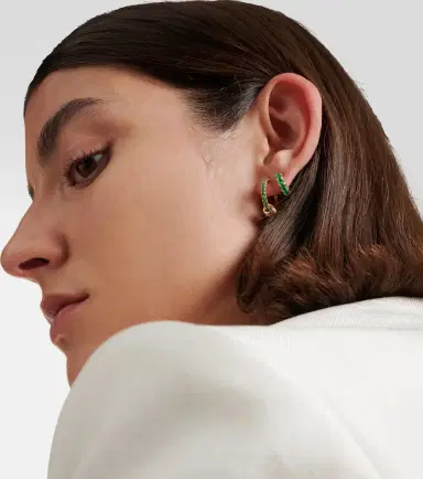 Spinelli Kilcollin Mini Macro Hoop 18kt gold and emerald single earring | Thumbnail 4 Spinelli Kilcollin Mini Macro Hoop 18kt gold and emerald single earring | Thumbnail 4