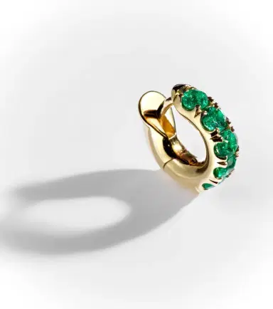 Spinelli Kilcollin Mini Macro Hoop 18kt gold and emerald single earring | Thumbnail 5 Spinelli Kilcollin Mini Macro Hoop 18kt gold and emerald single earring | Thumbnail 5
