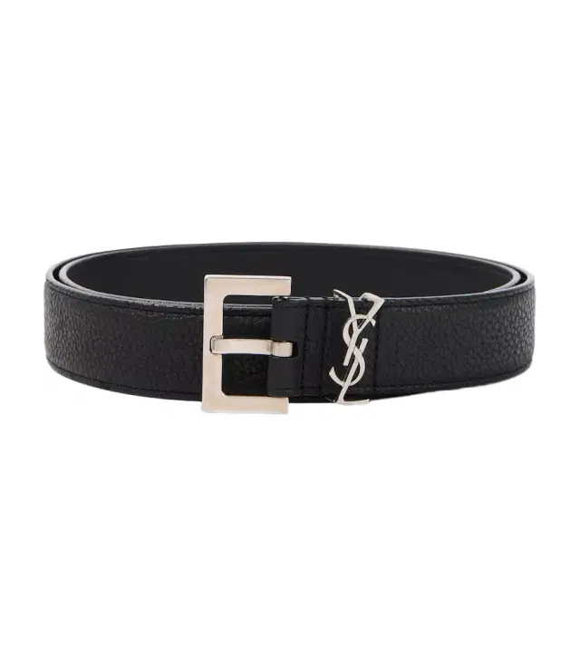 Slim grained leather belt