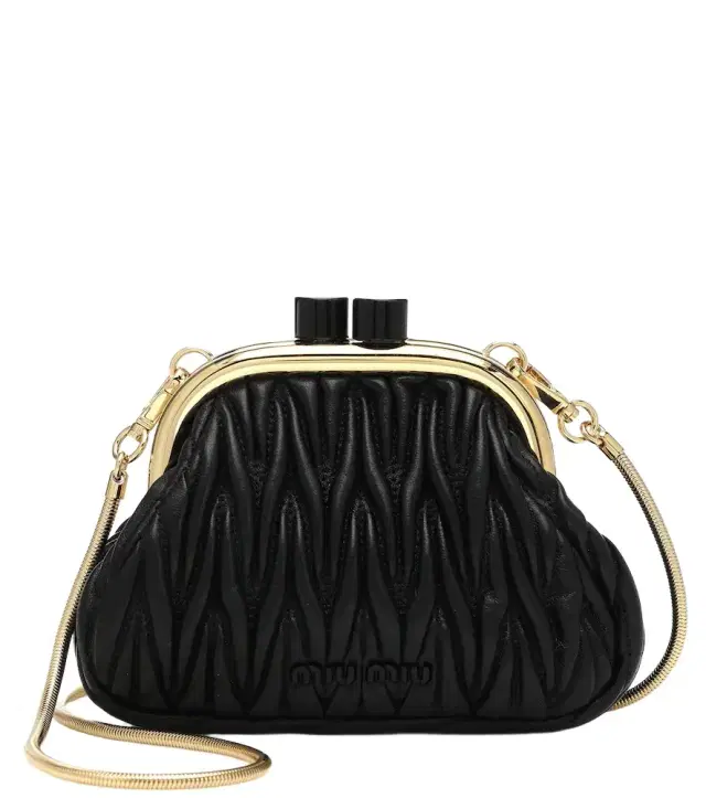 Miu Belle Mini matelassé leather clutch