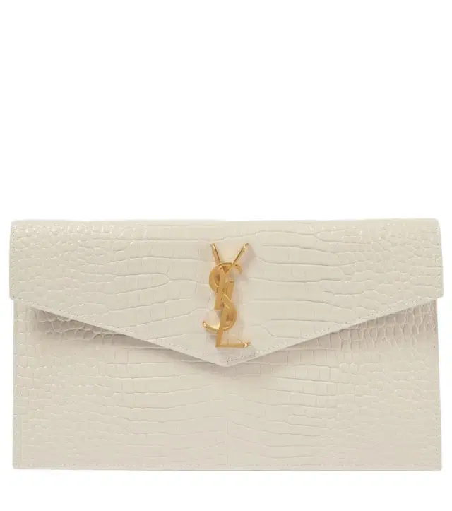 Saint Laurent Uptown croc-effect leather clutch