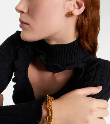 Balenciaga BB XS gold-plated stud earrings | Thumbnail 6
