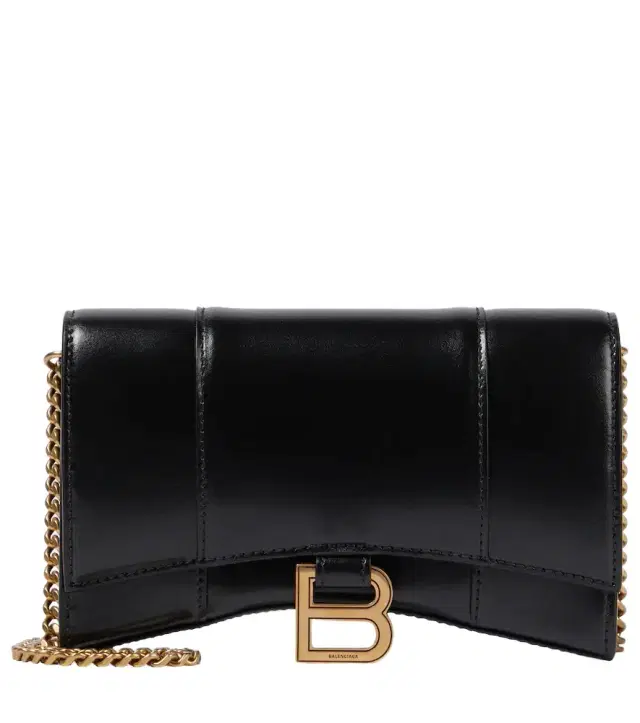 Hourglass leather wallet on chain