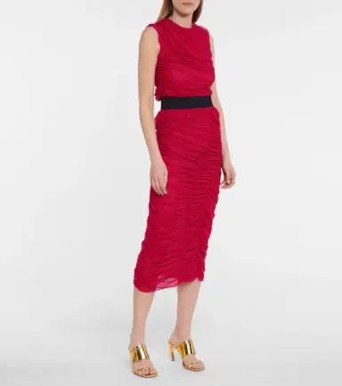 Dries Van Noten Ruched mesh midi skirt | Thumbnail 4
