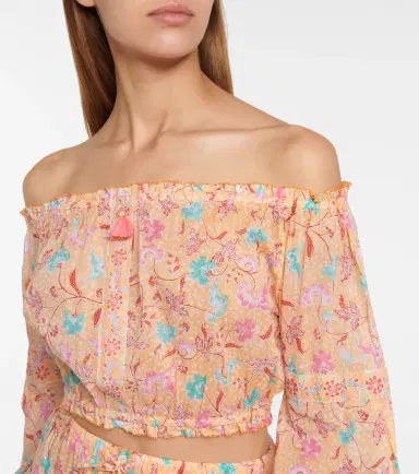 Poupette St Barth Rachel printed cotton crop top | Thumbnail 3