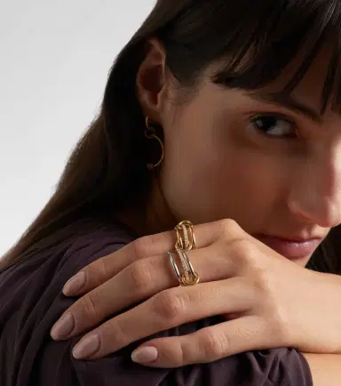 Spinelli Kilcollin Sonny 18kt yellow gold linked rings with diamonds | Thumbnail 5