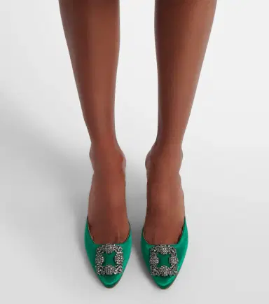 Manolo Blahnik Hangisimu 70 embellished satin mules | Thumbnail 3