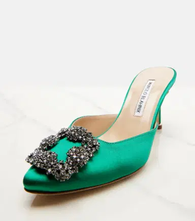 Manolo Blahnik Hangisimu 70 embellished satin mules | Thumbnail 4