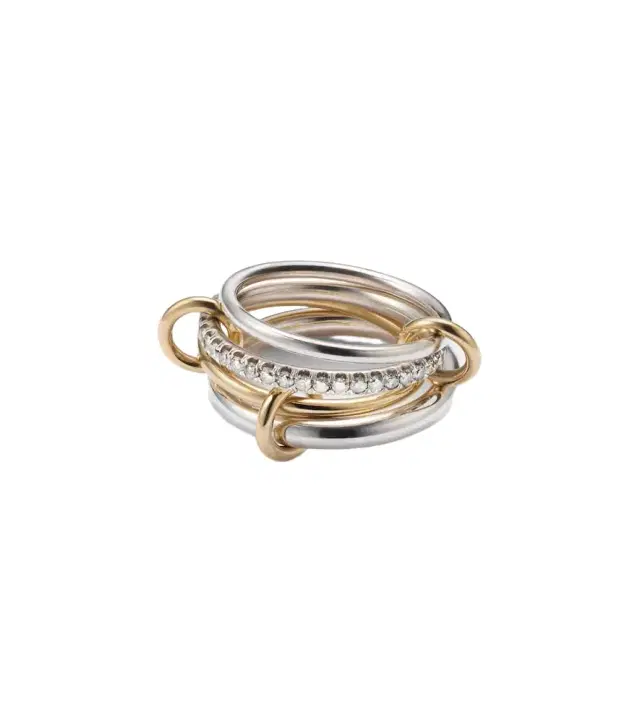Nimbus 18kt gold and sterling silver ring with diamonds