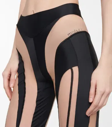 Mugler Paneled mesh and jersey leggings | Thumbnail 2 Mugler Paneled mesh and jersey leggings | Thumbnail 2