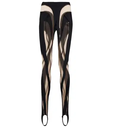 Mugler Paneled mesh and jersey leggings | Thumbnail 1 Mugler Paneled mesh and jersey leggings | Thumbnail 1