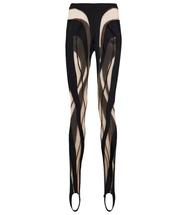 Mugler Paneled mesh and jersey leggings